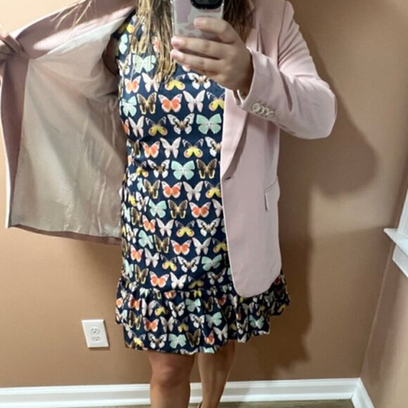 Anthropologie Maeve Butterfly Mod Mini Dress 10P Bubble Hem Blogger Fav Petite - Picture 11 of 15